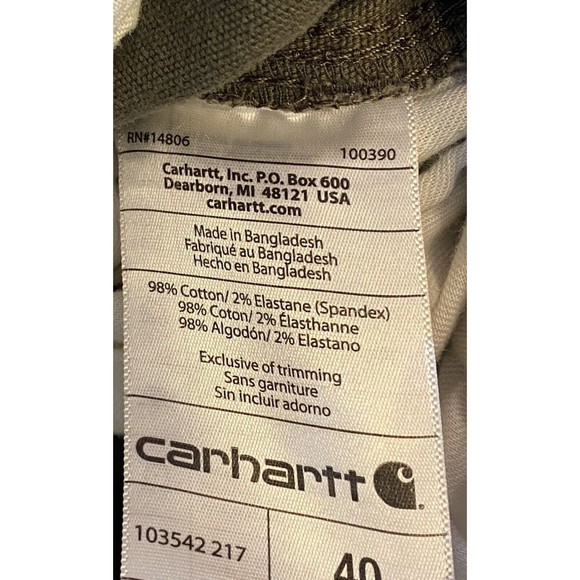 Carhartt Cargo Shorts Mens Sz 40 Relaxed Fit Rugged Cotton Sage‎ Green Button - Picture 12 of 12